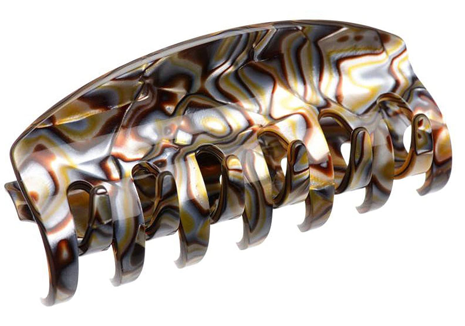 French Amie Jumbo Onyx Large Handmade Celluloid Covered Spring Hair Claw Clip