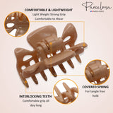 Parcelona French Classic 1.5" Small Celluloid Set of 3 Hair Claws for Women
