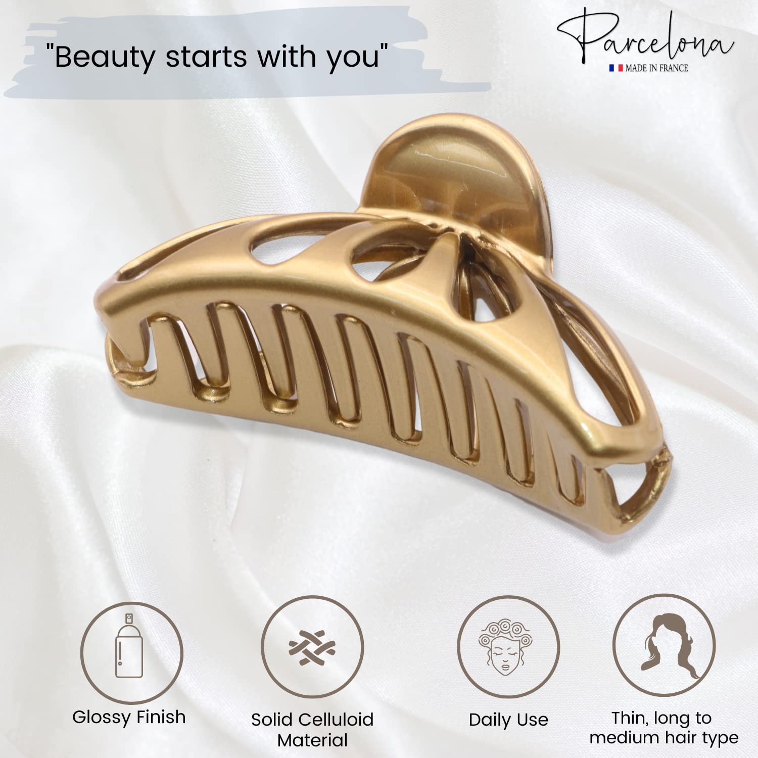 Parcelona French Rain Drop Small 2 3/4" Cellulose Jaw Hair Claw for Women