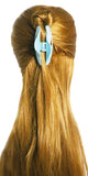 Parcelona French Swift Turquoise N White Medium Jaw Hair Claw Clip Clamp