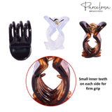 Parcelona French Classic Round Brown Clear n Black Mini 1/2” Hair Claws 6pcs