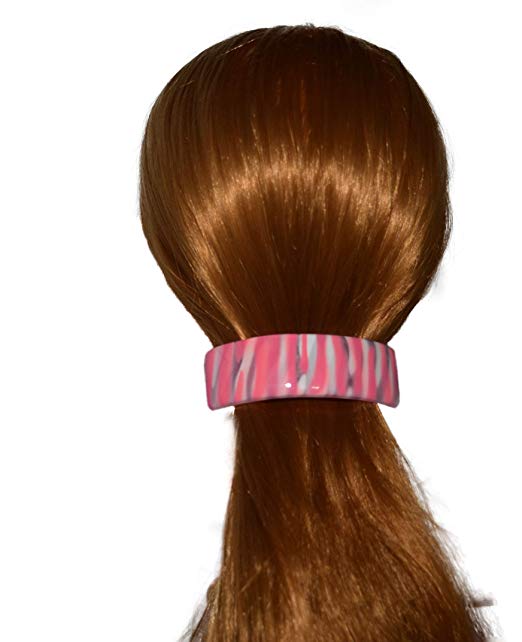 Parcelona French Strata Pink White Curved Strong Grip Volume Hair Clip Barrette