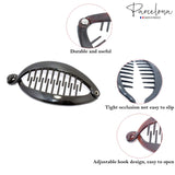 Parcelona French Mini Fish Brown & Black 3" Set of 4 Ponytail Banana Hair Clips