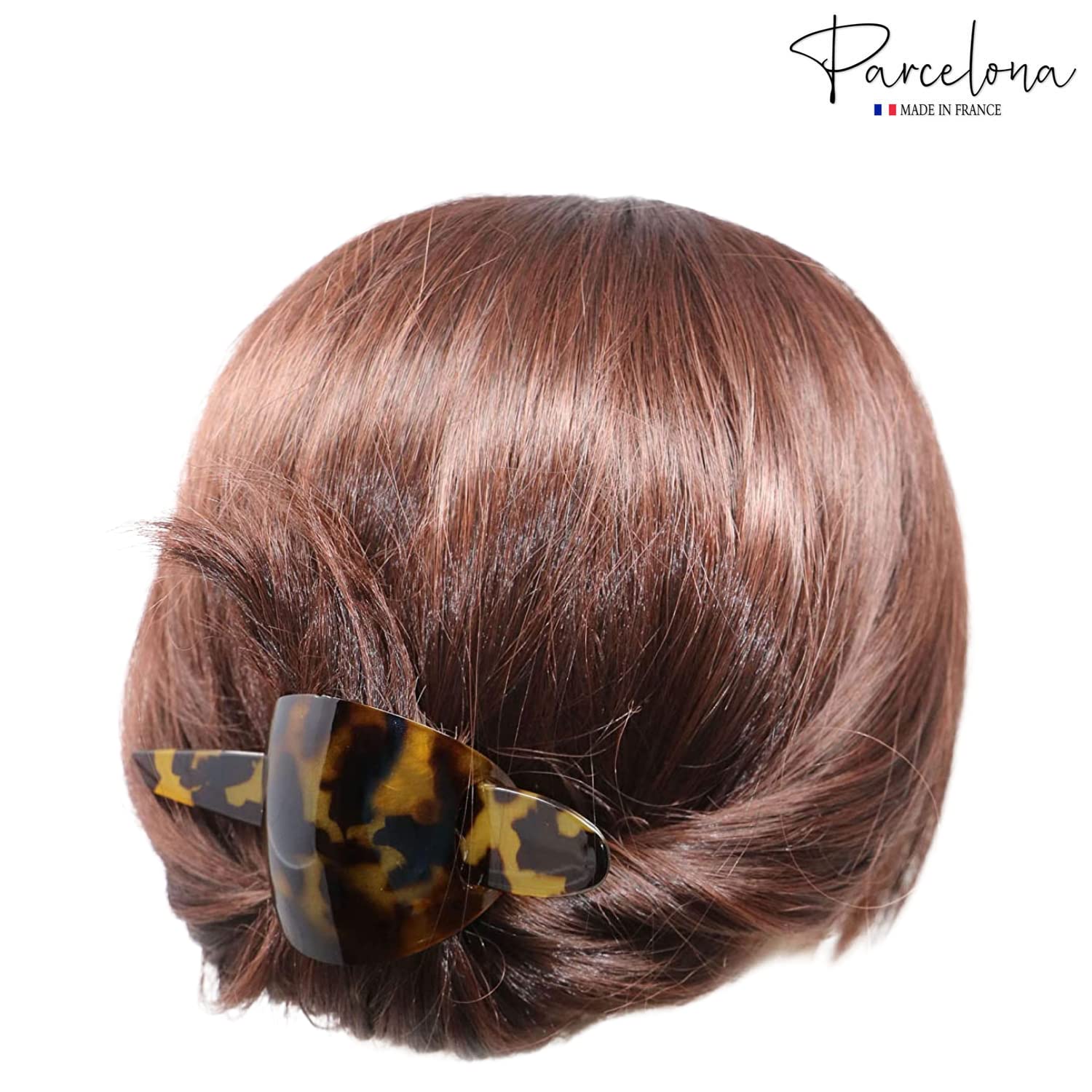 Parcelona French Classic 3" Cellulose Hair Slider Bun Cover Clip with Stick
