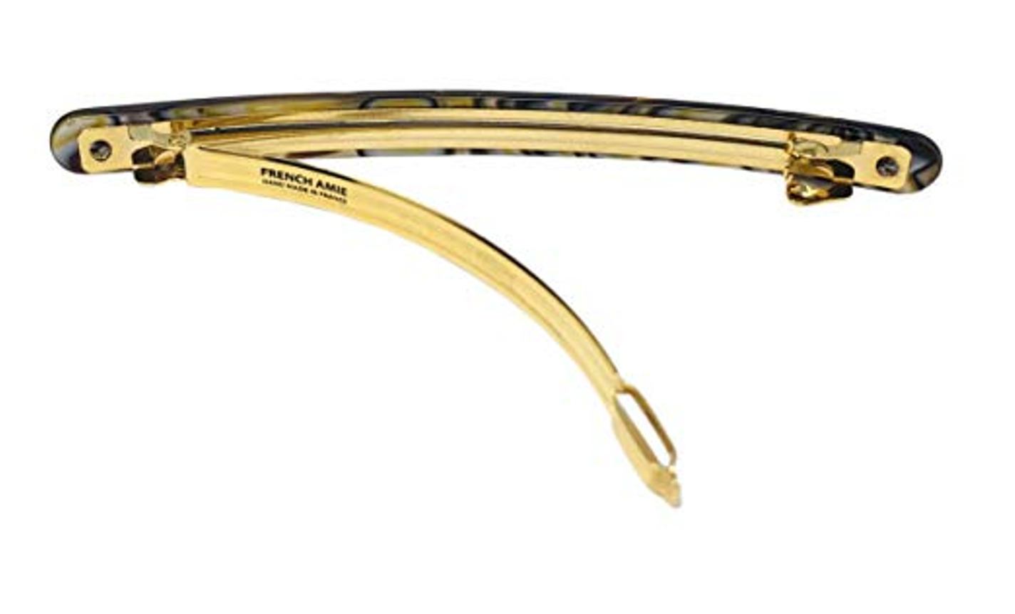 French Amie Skinny Lean Black Rounded Edges Handmade Hair Clip Barrette