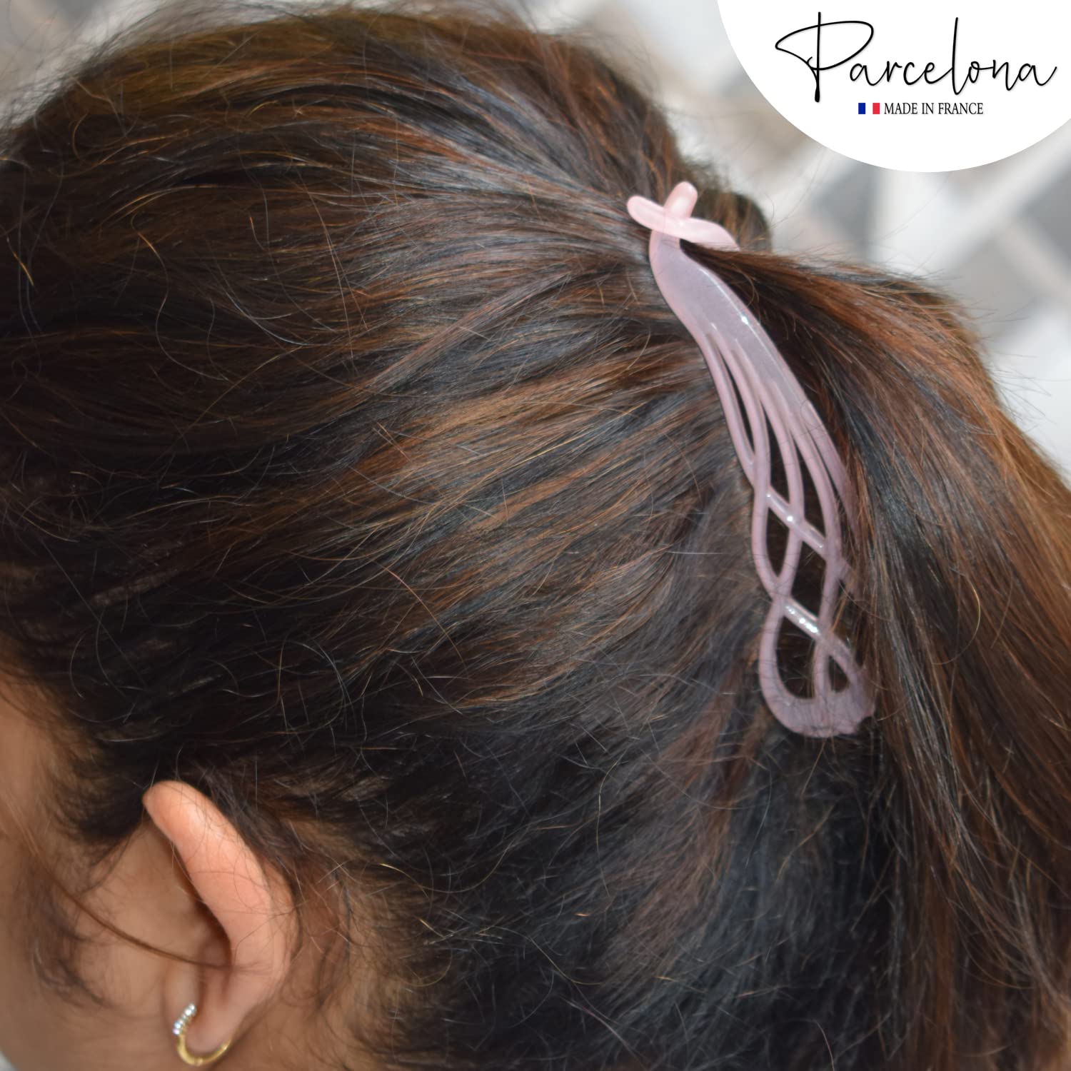 Parcelona French Curved Large 4" Cellulose Banana Hair Clip for Women