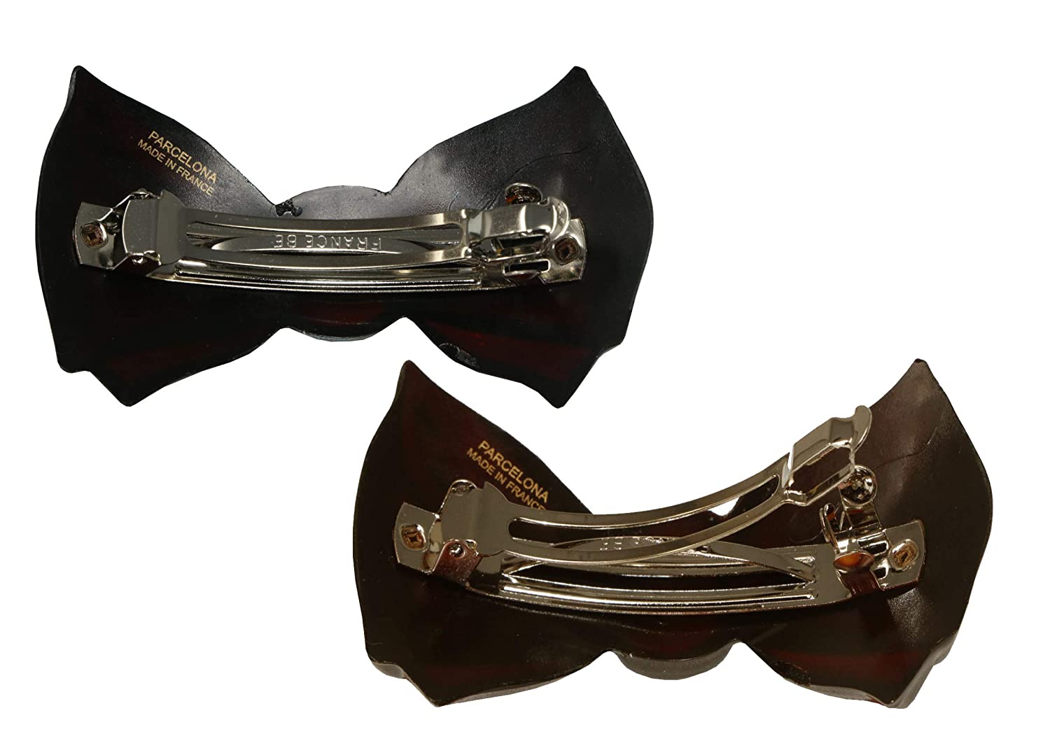 Parcelona French Angel Bow Shell Black Small 2” Cellulose Hair Clip Barrette-2