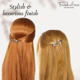French Amie Thin Oval Small Onyx Celluloid Handmade Hair Barrette Clip for Women