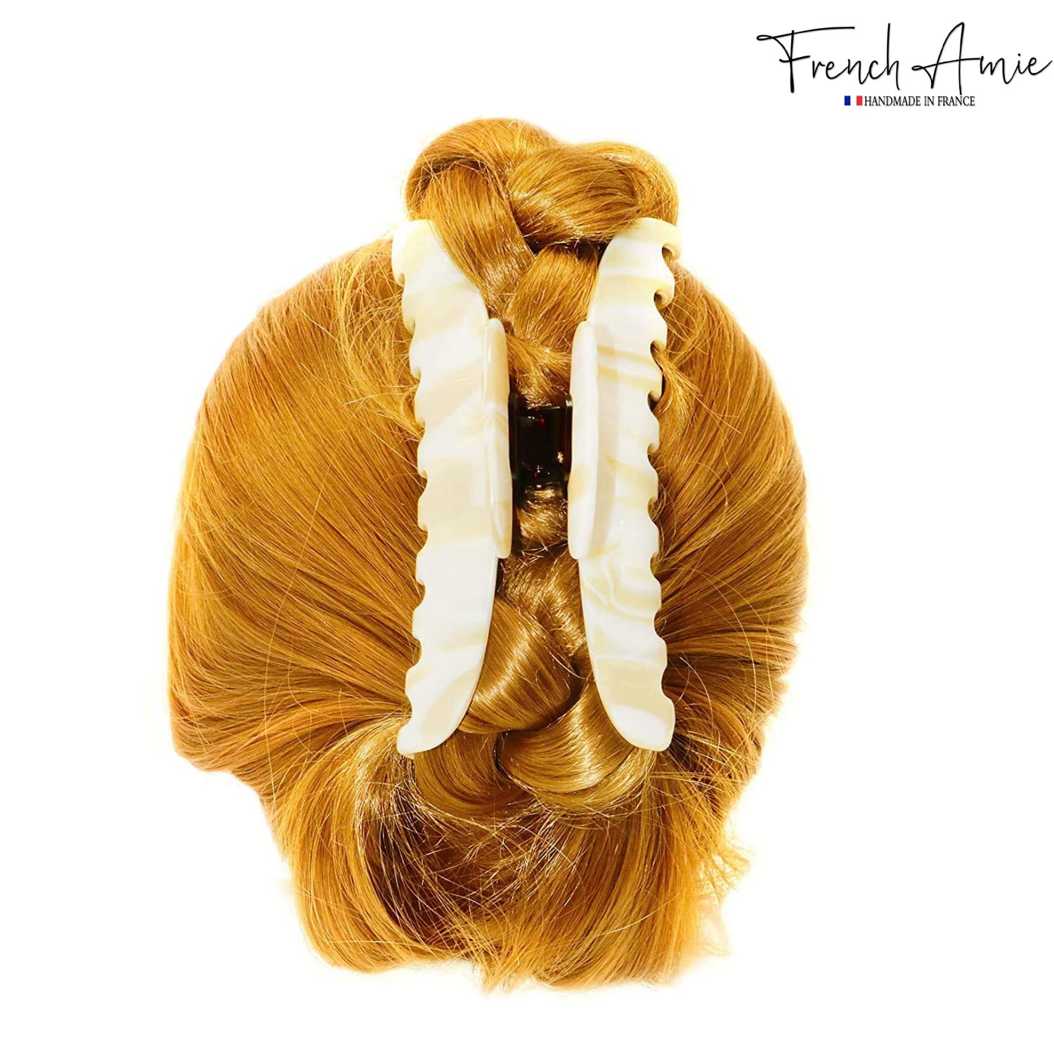 French Amie Contour Large 4 ¾” Cellulose Handmade Jaw Hair Claw Clip for Women