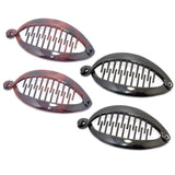 Parcelona French Mini Fish Brown & Black 3" Set of 4 Ponytail Banana Hair Clips