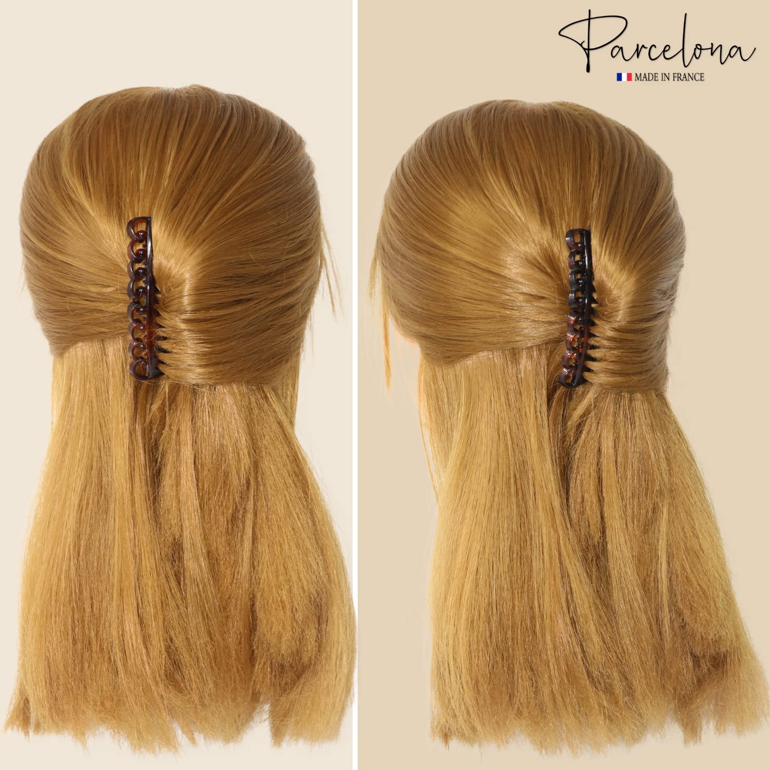 Parcelona French Swirl Savana Small Cellulose Set of 2 Side Hair Combs for Women