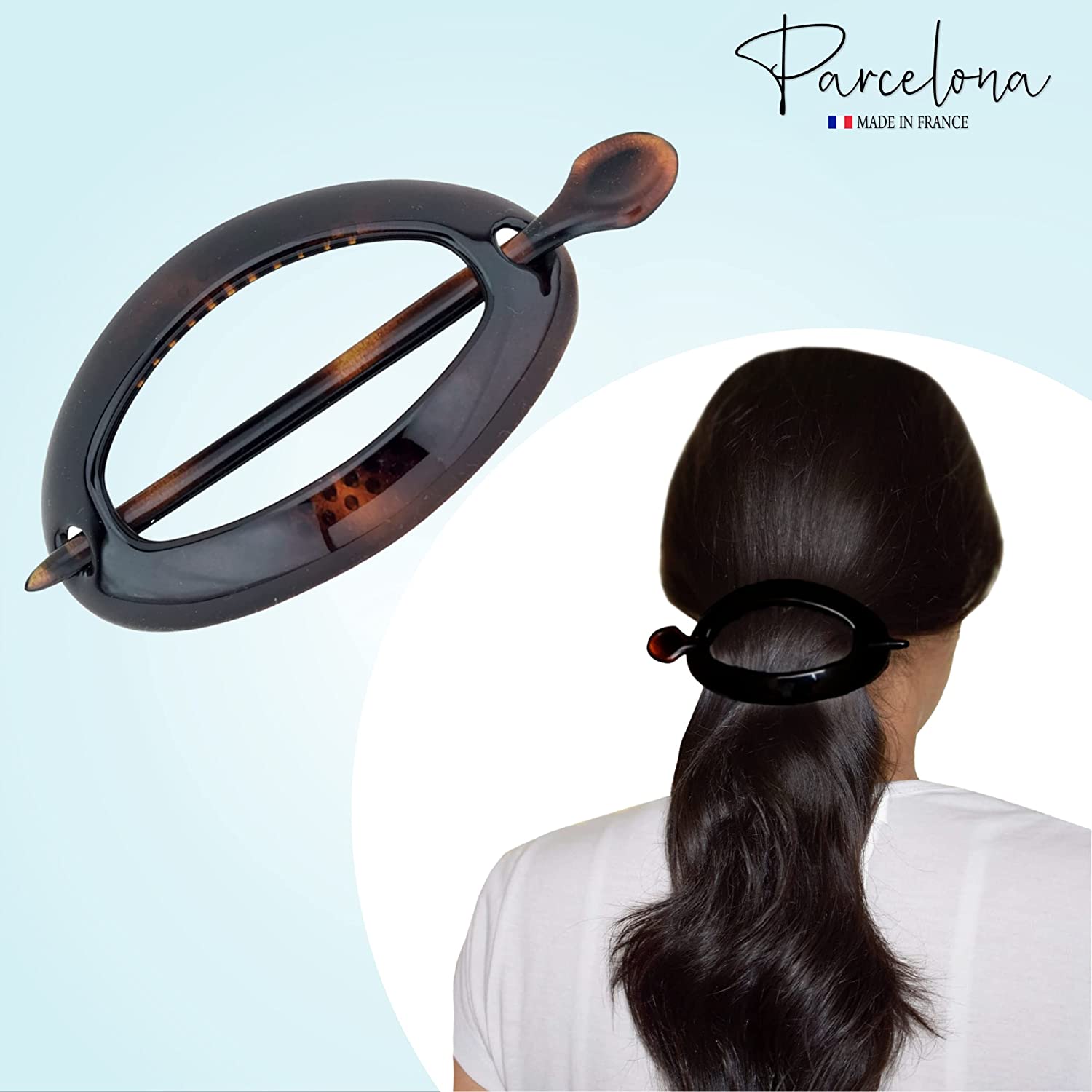 Parcelona French Slide Hoop Black and Shell Large 4" Cellulose Bun Cover
