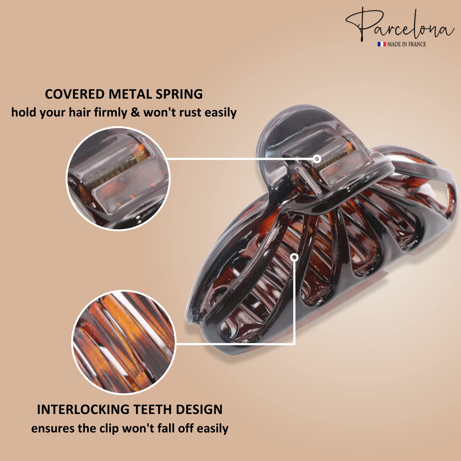 Parcelona French Rain Drop Small 2 3/4" Cellulose Jaw Hair Claw for Women