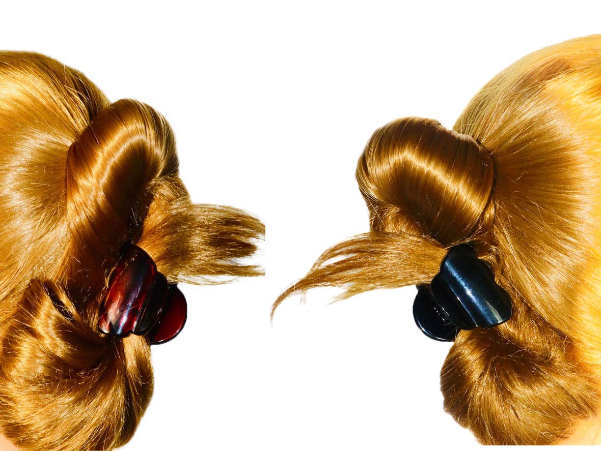 Parcelona French Duo Plain Shell And Black Cellulose Set of 2 Small Hair Claws