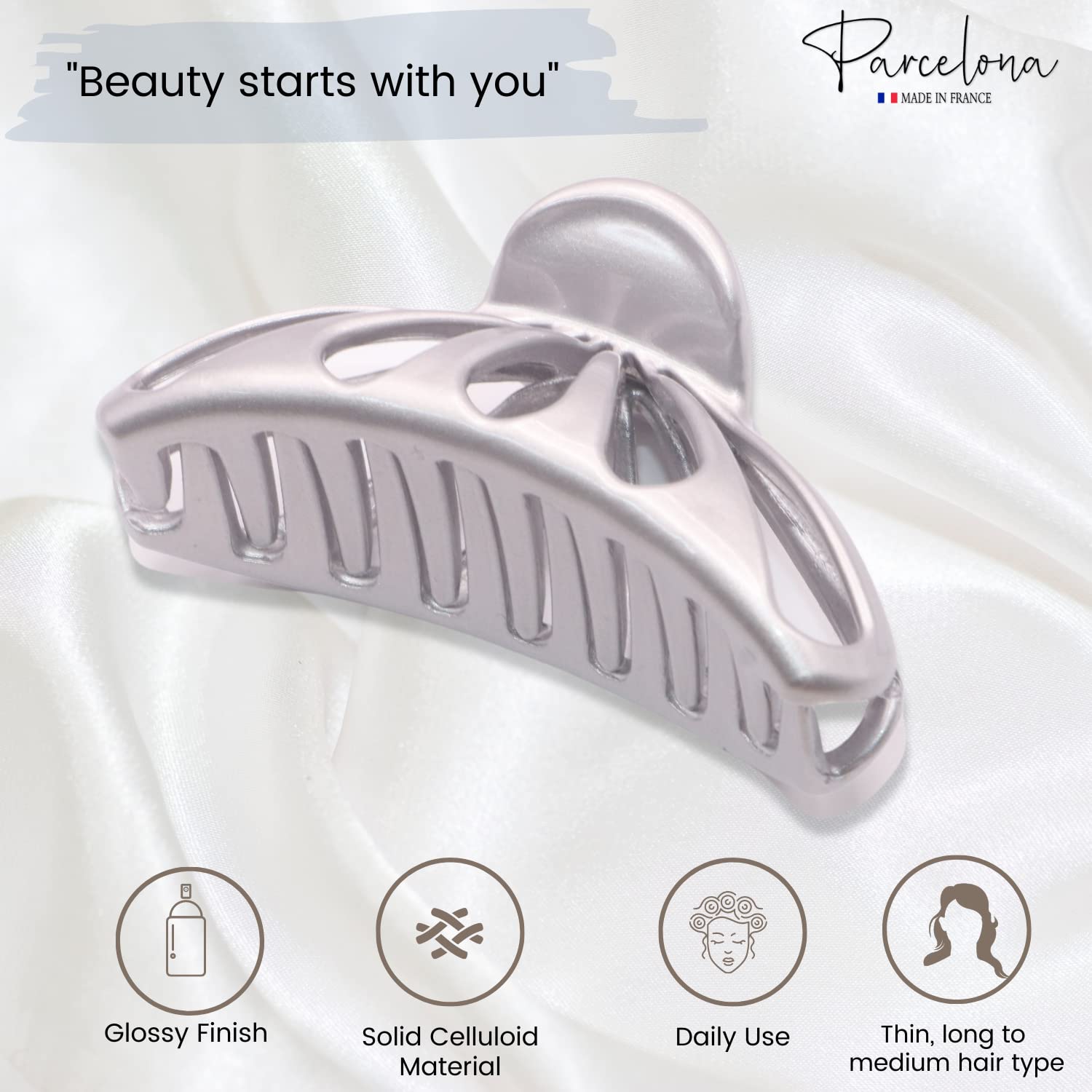 Parcelona French Rain Drop Small 2 3/4" Cellulose Jaw Hair Claw for Women