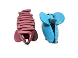 Parcelona French Clamp Matte Pink and Blue Small Crackled Pattern Claw Clips