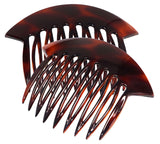 Parcelona French Wide Edge Shell Large 4" Celluloid Set of 2 Side Hair Combs