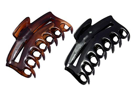 Parcelona French Bend Narrow Small Shell and Black Cellulose Jaw Hair Claw