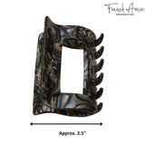 French Amie Geo Medium Onyx Silver Grey Handmade Celluloid Hair Claw Clip Clamp