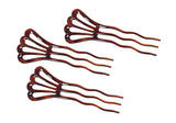 Parcelona French Wavy Three Teeth Shell Large Set of 3 Chignon Hair Pin Sticks