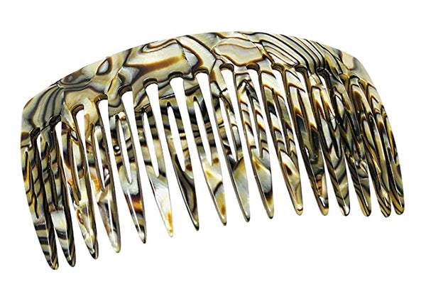French Amie Curved 16 Teeth Handmade Side Hair Comb(Silver Onyx Gray)