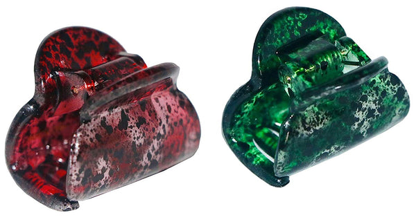Parcelona French Sparkled Black Dots Red and Green Hair Claws