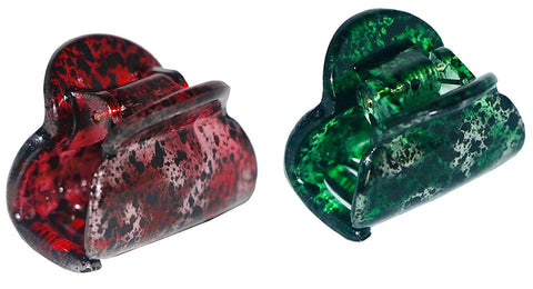Parcelona French Sparkled Black Dots Red and Green Hair Claws