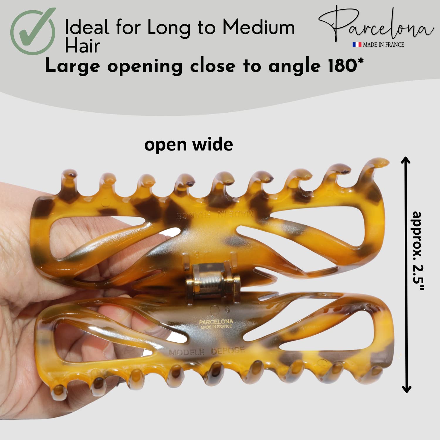 Parcelona French Glossy Belle Large Cellulose Hair Claw for Women