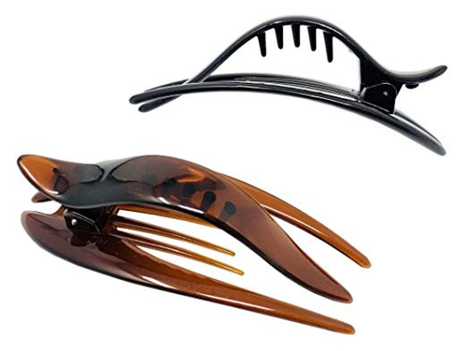 Parcelona French Beak Clasp Shell N Black Salon Hinge Side Slide In Hair Claws