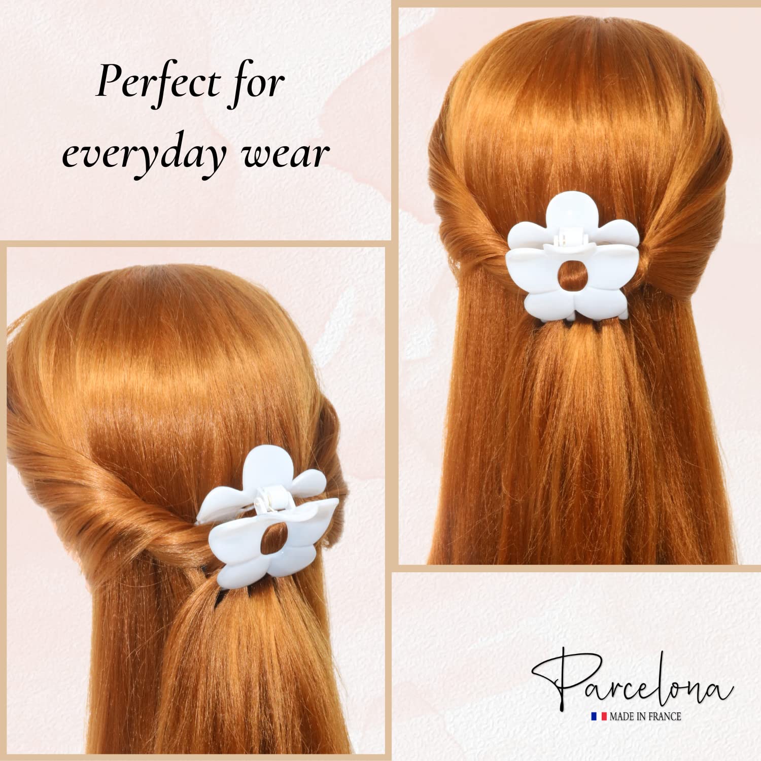 Parcelona French Big Flower Hair Claw 2.75" Jaw Clip Cellulose Acetate Hair Accessories