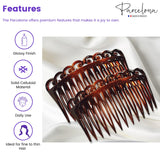 Parcelona French Swirl Savana Small Celluloid Set of 2 Side Hair Combs for Women