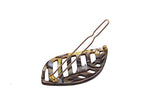 French Amie Leaf Small Tokyo & Onyx Handmade Barrette Snap on Hair Pin Clip