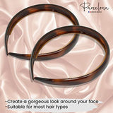 Parcelona French Bold 1/2" Wide Shell Celluloid Set of 2 Headbands for Women