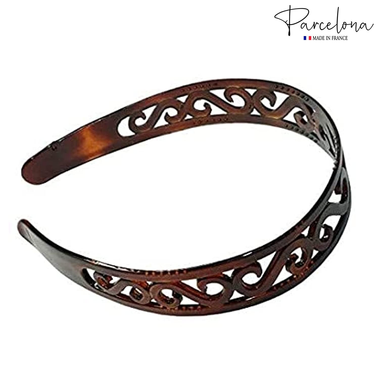 Parcelona French Classic Swirls Shell 1” Wide Cellulose Flexible Hair Headband