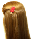 French Amie Ice Cream Bar Coral Pink Small 2” Handmade Side Slide Hair Clip Barr