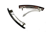 Parcelona French Bar Shell and Black Small Set of 2 Automatic Hair Clip Barrette