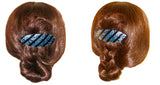 French Amie Oval Striped Flower Blue Handmade Strong Grip Hair Clip Barrette
