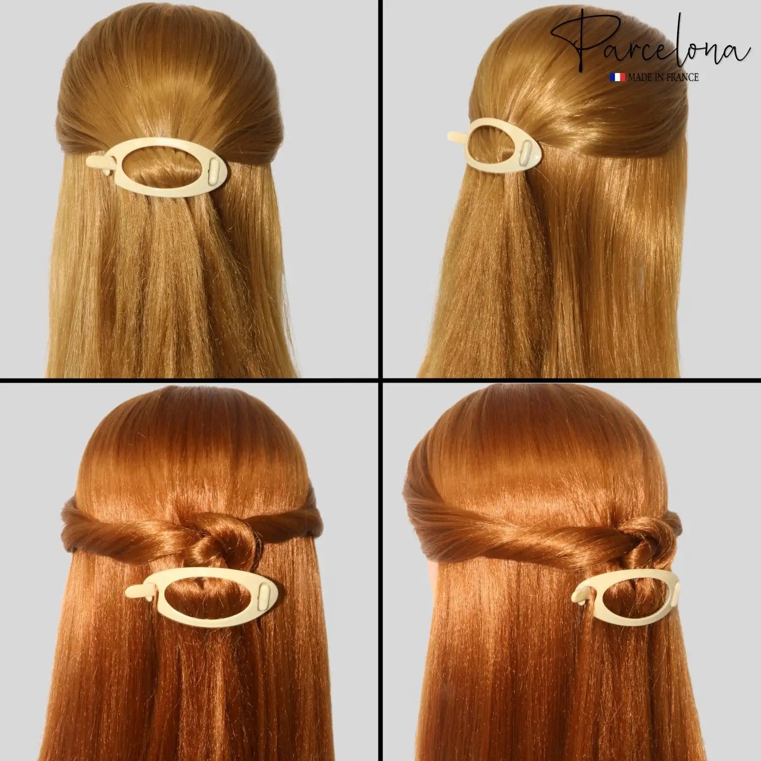 Parcelona French Plain Oval Small Cellulose Metal Free Hair Barrette for Women