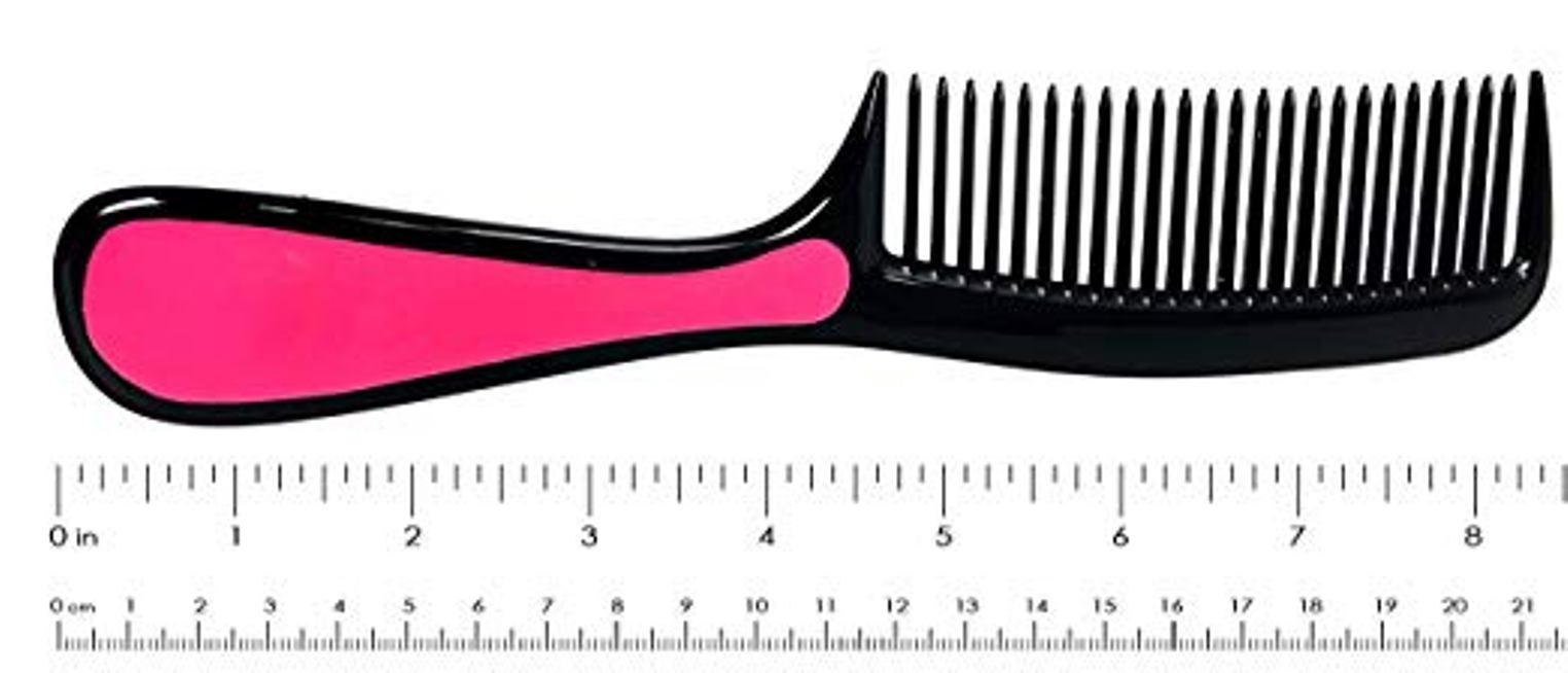 Parcelona French Detangling Black Fuchsia Anti-static Hair Comb with Handle