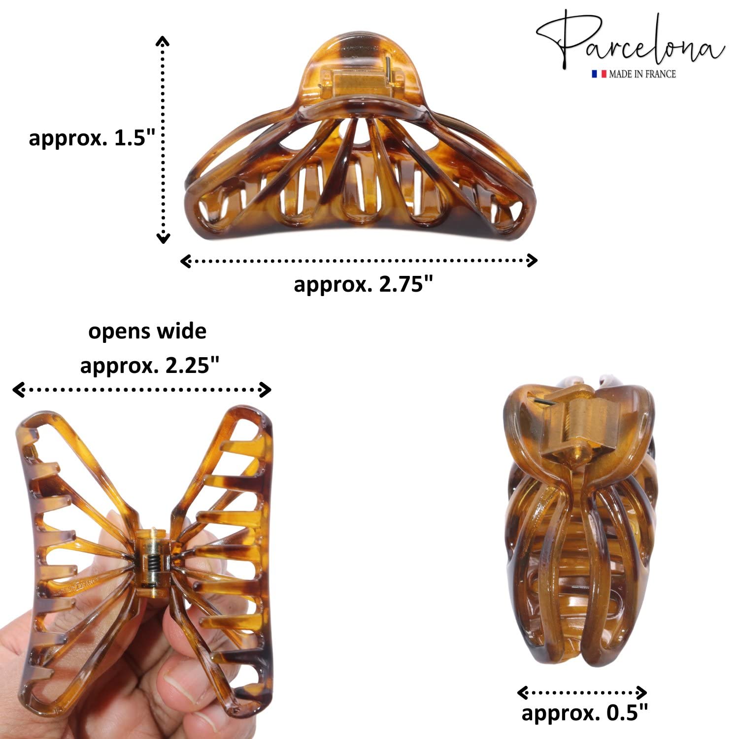 Parcelona French Rain Drop Small 2 3/4" Cellulose Jaw Hair Claw for Women