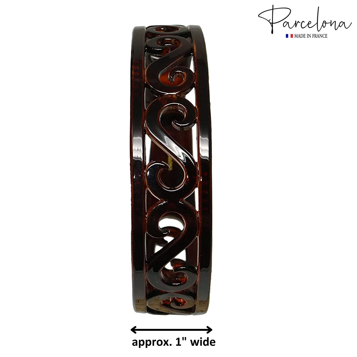 Parcelona French Classic Swirls Shell 1” Wide Cellulose Flexible Hair Headband