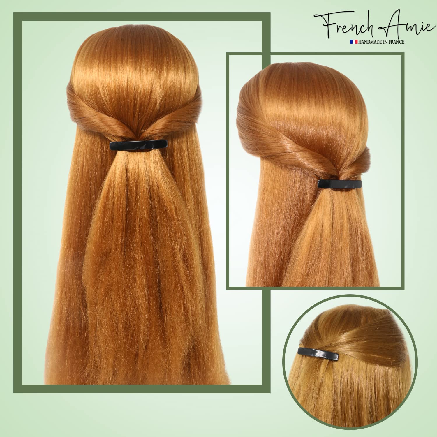 French Amie Small 2 1/4" Cellulose Handmade Hair Barrette for Women and Girls