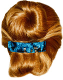 French Amie Medium Fine Wide Rectangular Handmade Automatic Hair Barrette Clip