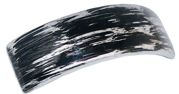 Parcelona French Streaky Black Silver Curved Strong Grip Volume Hair Clip Barrette