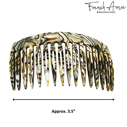 French Amie Curved 16 Teeth Handmade Side Hair Comb(Silver Onyx Gray)