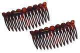 Parcelona French Circles Edge Shell Small Celluloid Set of 2 Side Hair Combs