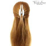 French Amie Contour Large 4 ¾” Celluloid Handmade Jaw Hair Claw Clip for Women