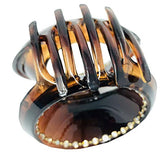 Parcelona Round Crystal Large Shell Claw Clip with Covered Spring for Thick Hair