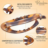 Parcelona French Plain Oval Small Celluloid Metal Free Hair Barrette for Women