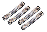 Parcelona French Fine Bar Shell and Black Small Hair Clip Barrettes Set of 4